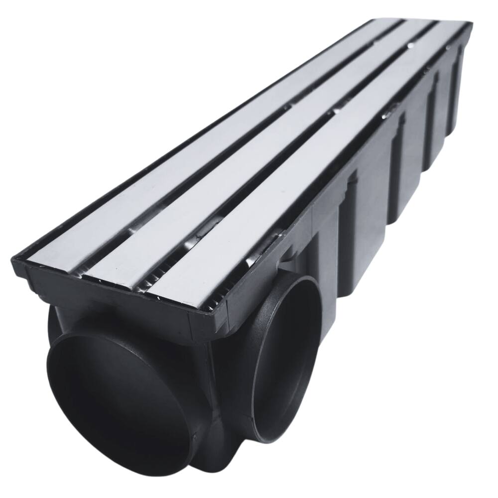 Ralo Inox Trilho 10cm X 50cm com Cocho Escoamento Modular Preto