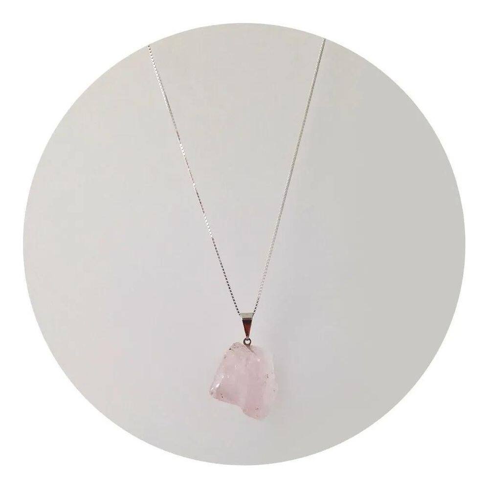 Colar Quartzo Rosa Bruto Natural E autêntica - Ponte Vecchio