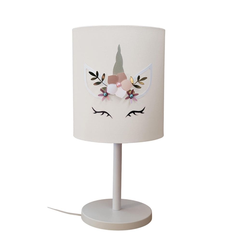 Abajur Unicórnio Com Cristal Quarto De Menina Branco
