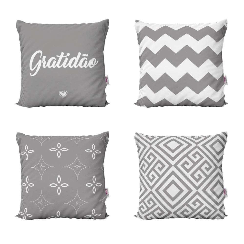 Almofadas Geometricas Cinza Gratidão Para Quarto 40X40
