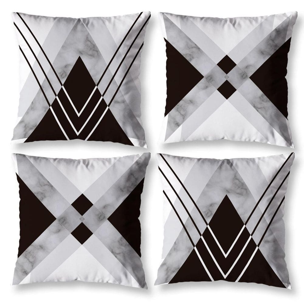 Kit 4 Capas De Almofada Sala 40Cm X 40Cm Estampadas Marmore