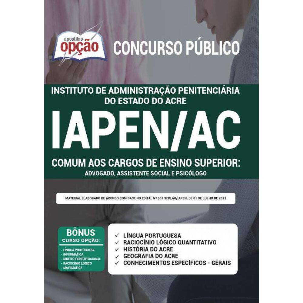 Apostila Iapen Ac - Advogado, Assistente Social E Psicólogo