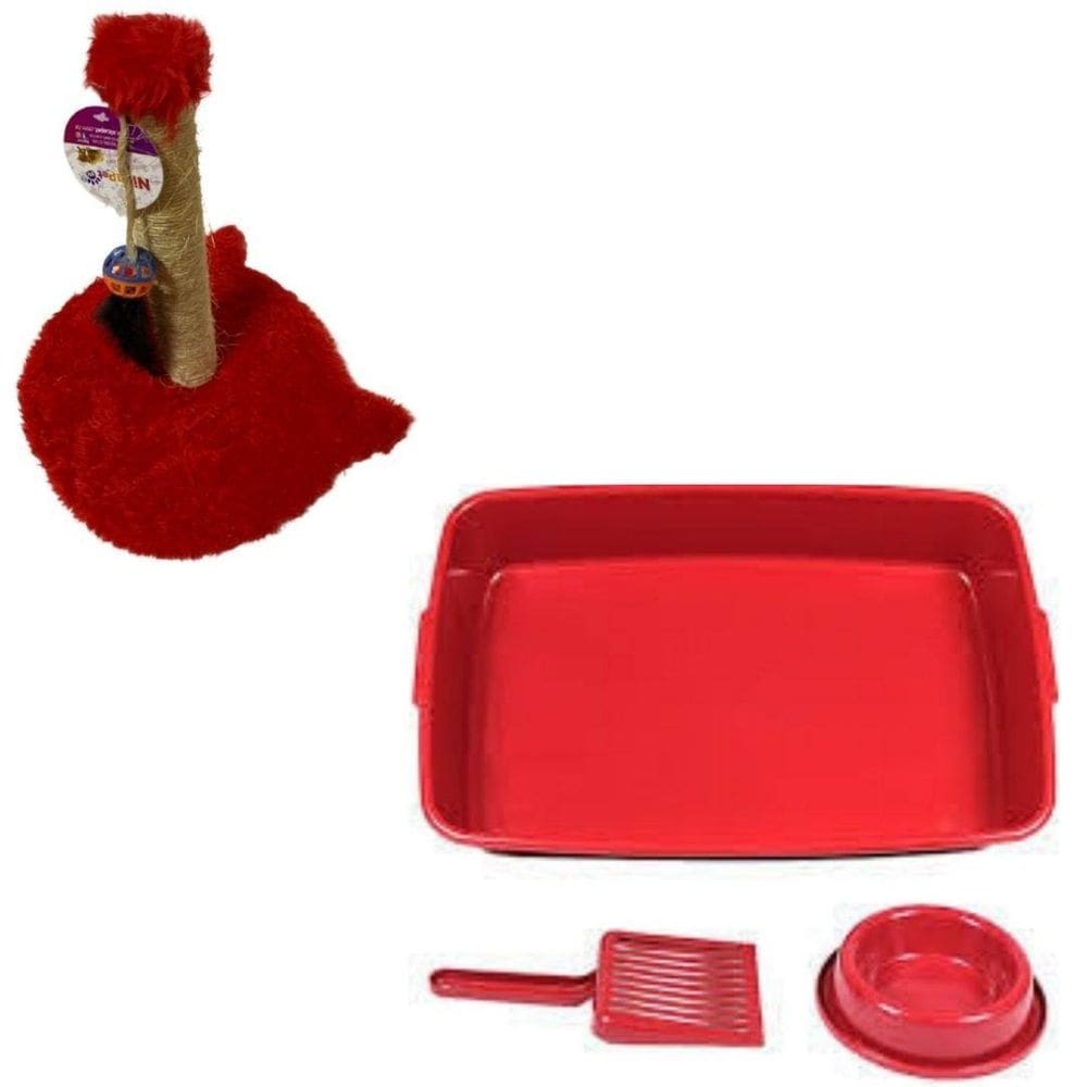 Kit De Gato - 1 Kit Higiênico E 1 Arranhador Torre Vermelho.