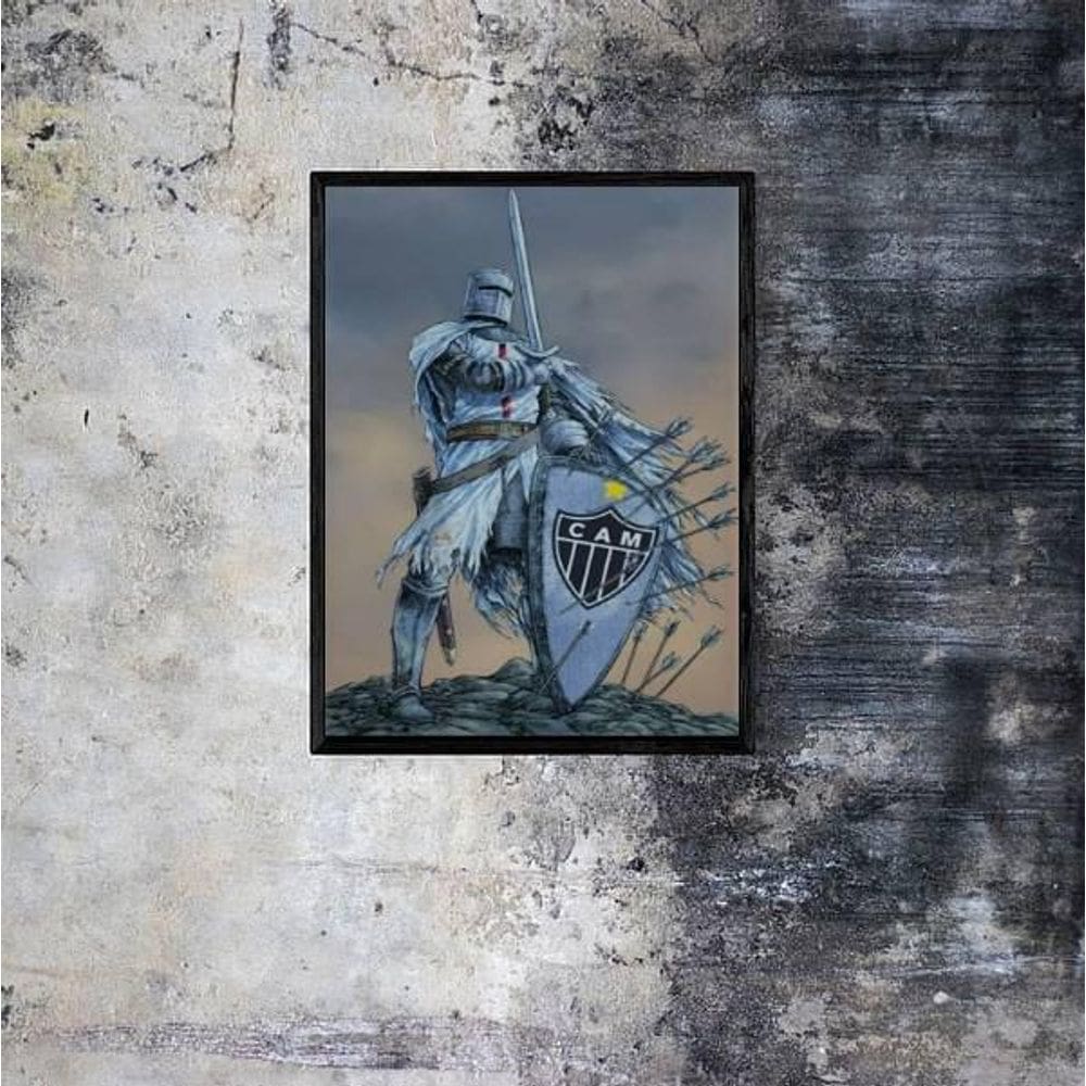 Quadro Decorativo Guerreiro Atleticano 34X23Cm Moldura Branca