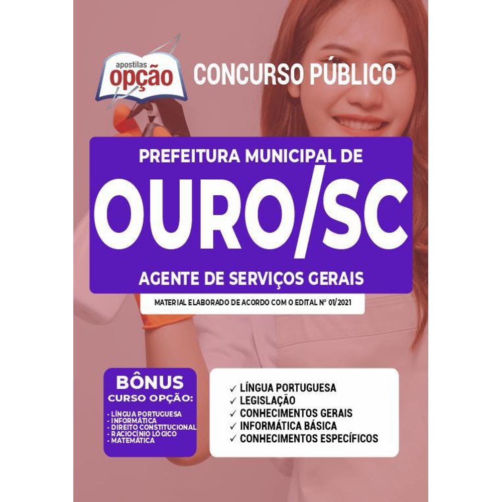 Apostila Concurso Ouro Sc - Agente De Serviços Gerais