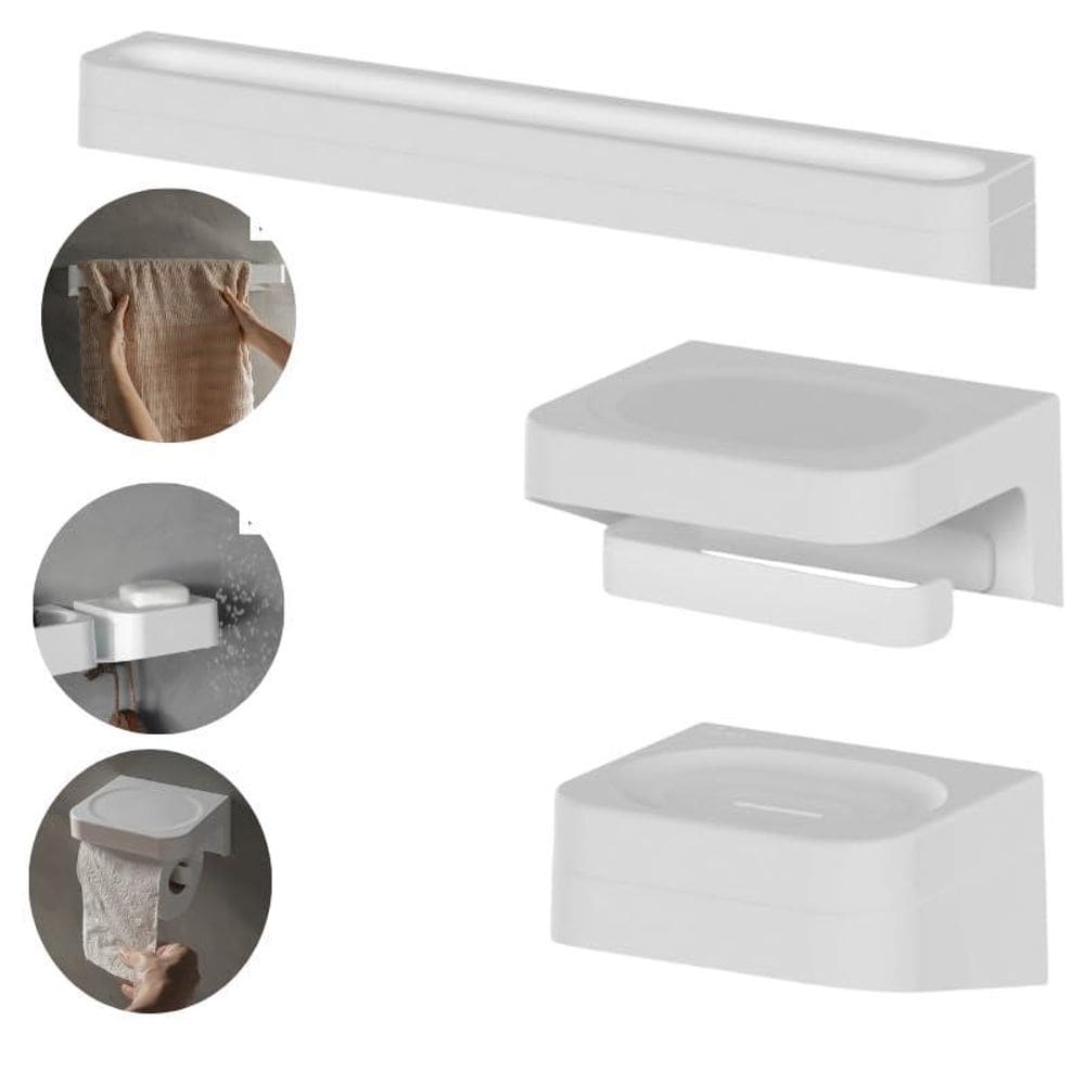 Kit Toalheiro+Porta Papel Higienico+Saboneteira Banheiro -Ou