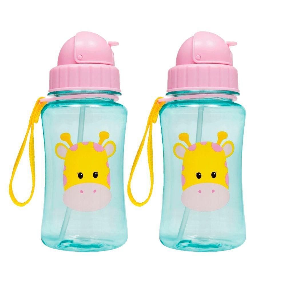 Kit 2 Garrafinha Infantil Fun 400 Ml Buba Canudo Retrátil