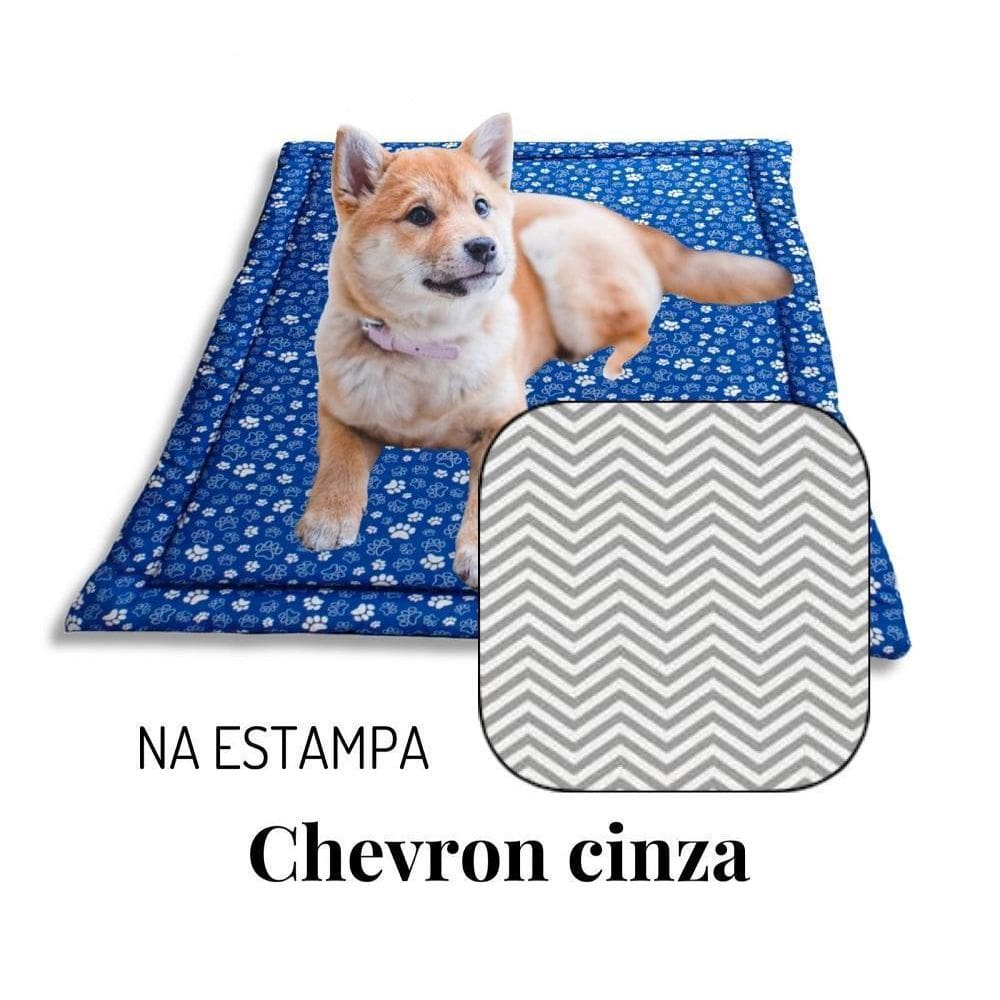 Colchonete Cama Pet Médio 80X60 Impermeável - Chev. Cinza