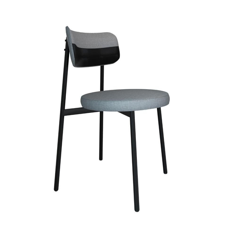 Cadeira Kyta Fixa C-4 Pés 50 X 44,7 X 83,8 Cm. Corriente Cinza Claro-courino Preto Corriente Cinza Claro-courino Preto