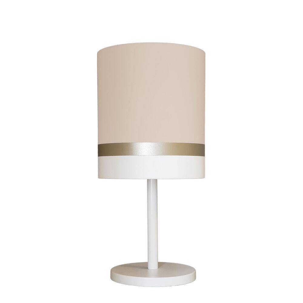 Abajur Faixas Bronze Base Branco Cúpula 20X43