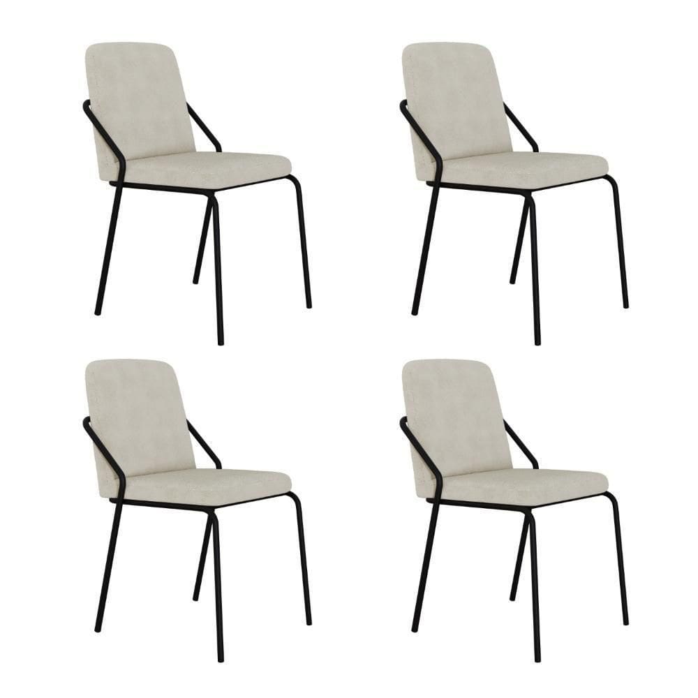 Cadeira Bloom Fixa C-4 Pes S-braco 490x580x850 Mm C-4 Un Boucle Vanilla Boucle Vanilla