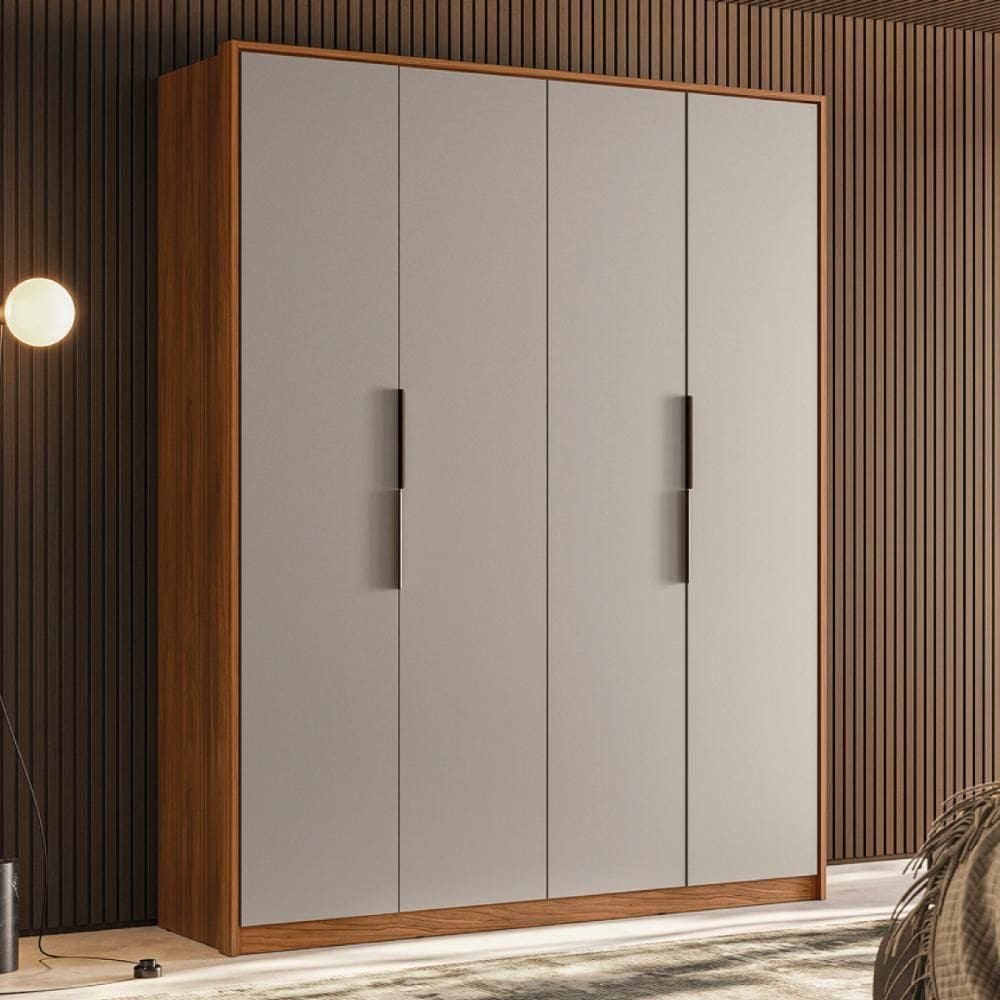 Guarda Roupa Casal 4 Portas 3 Gavetas Attore Nogueira/nude Prime Tx Démobile Prime Tx