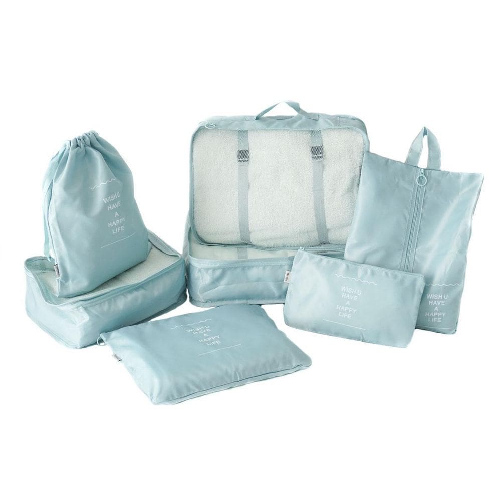 Necessaire Organizador Mala De Viagem 7 Peças Azul Claro