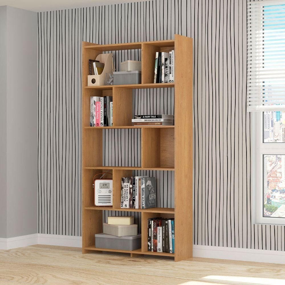 Estante Multiuso 0724 91x183cm Nichos Mdp Menu Carvalho