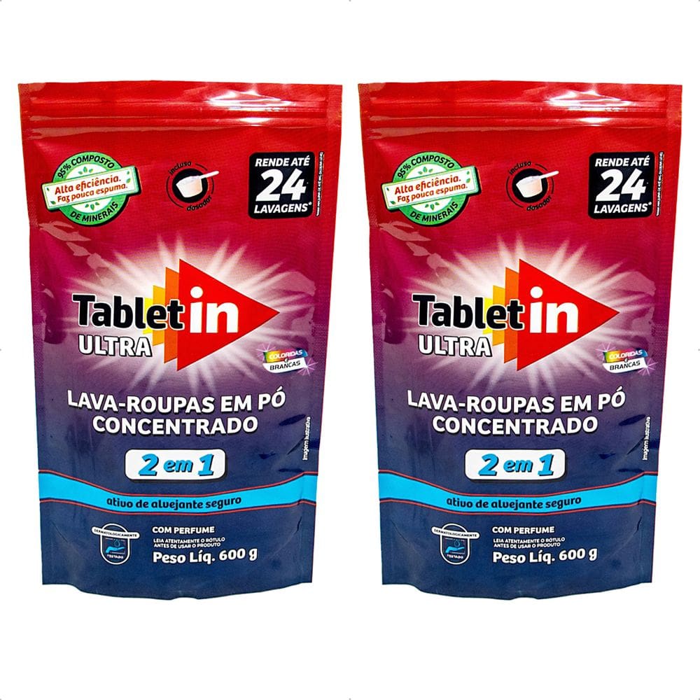Kit Tabletin Ultra Lava-Roupas Em Pó Concentrado-600g 2 unidades