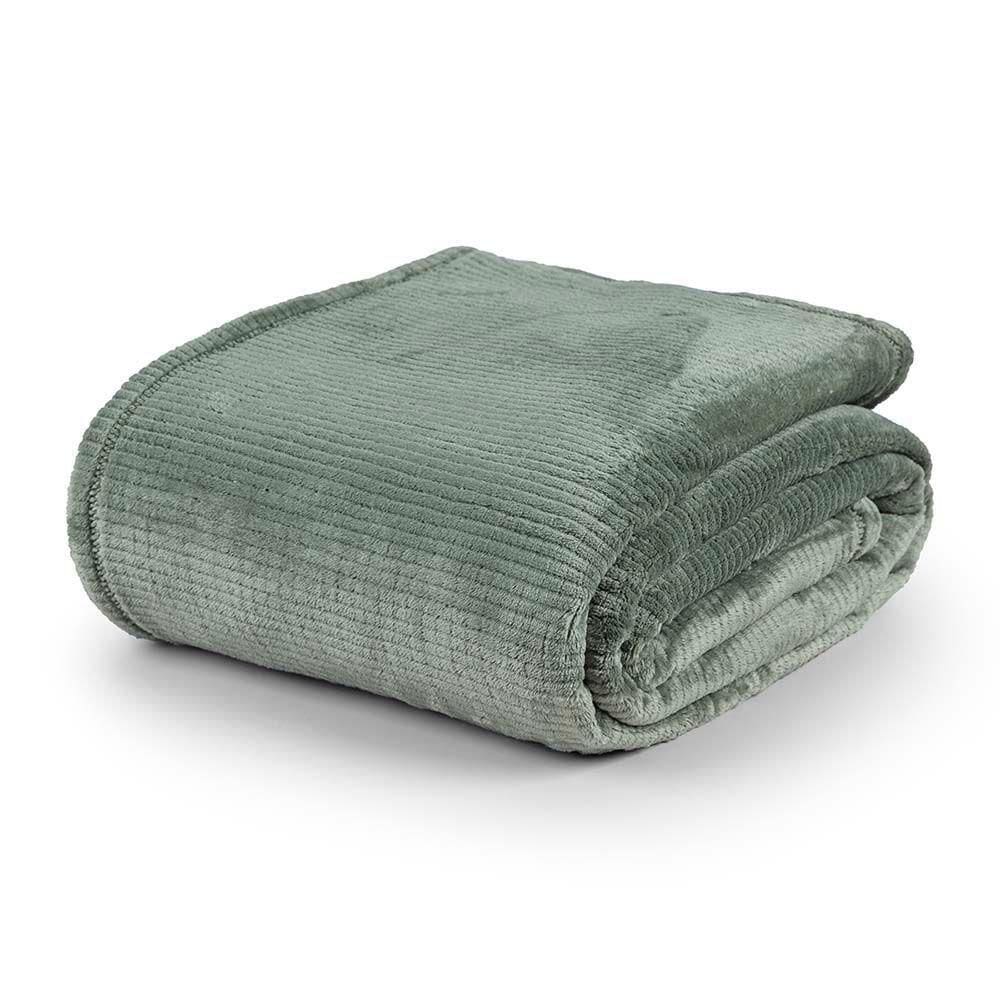 Cobertor Manta Deluxe 1 Peça Casal Queen Toque Suave Flannel - Verde Louro - 100% Poliéster