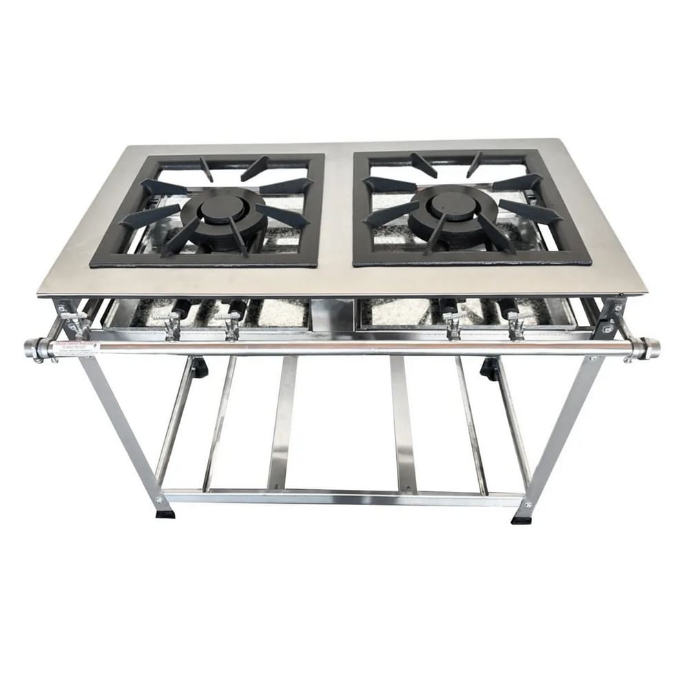 Fogão Industrial 2 Bocas Duplas 30x30 P5 em Aço Inox Leona