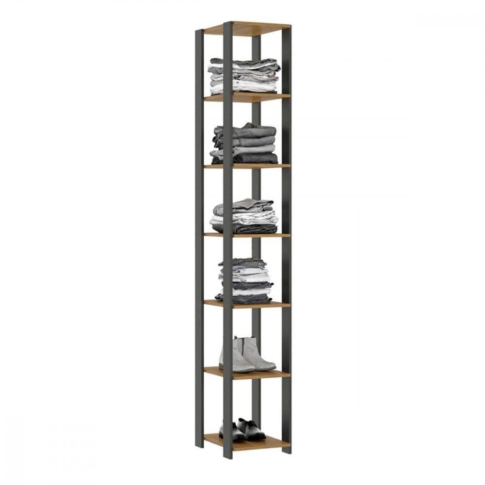 Estante Multiuso Modular 6100 35x220cm Mdp Industrial Carvalho