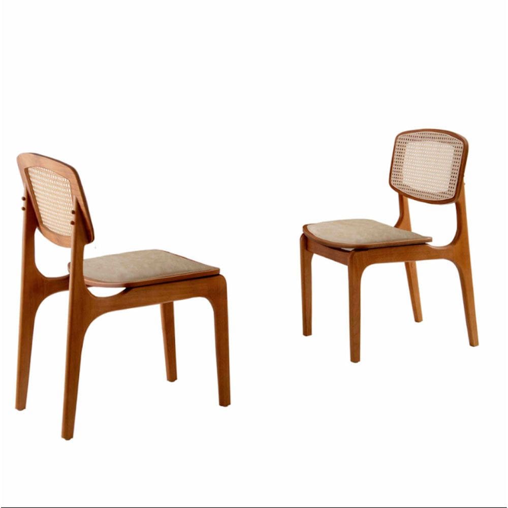 Conjunto com 2 cadeiras Malta Premium em Madeira Maciça para Sala de Jantar Moderna Mobília