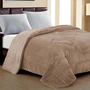 Cobertor Aveline Casal Queen Manta Plush Canelada 01 Peça Toque Macio - Chocolate