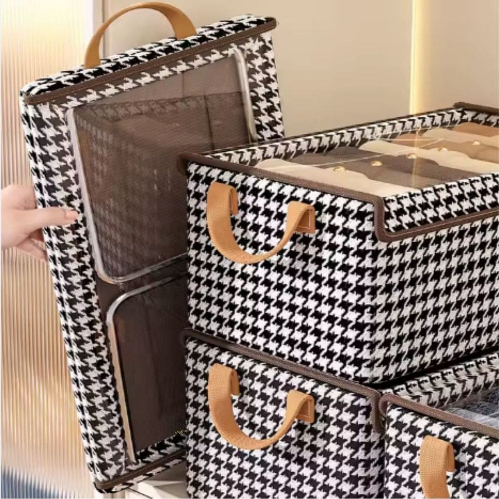 KIt 2 Organizadores de Gavetas Roupas Íntimas com Tampa e Alças Reforçadas