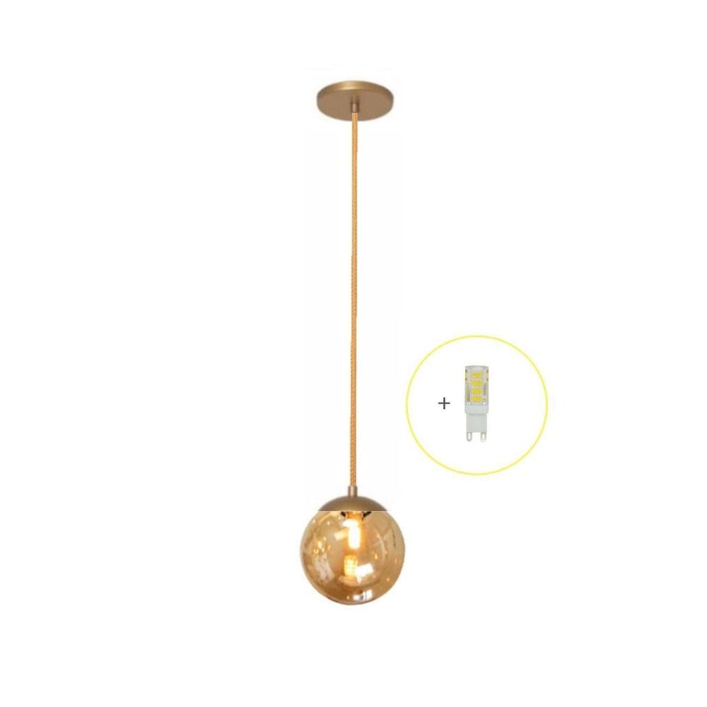 Pendente Dourado Bancada Cozinha Cabeceira De Cama + Led