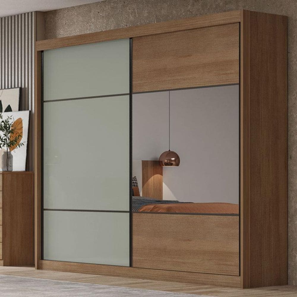 Guarda Roupa Casal Ambiente Belmonte 2 Portas 4 Gavetas Cumaru 25 Fendi - Novo Horizonte