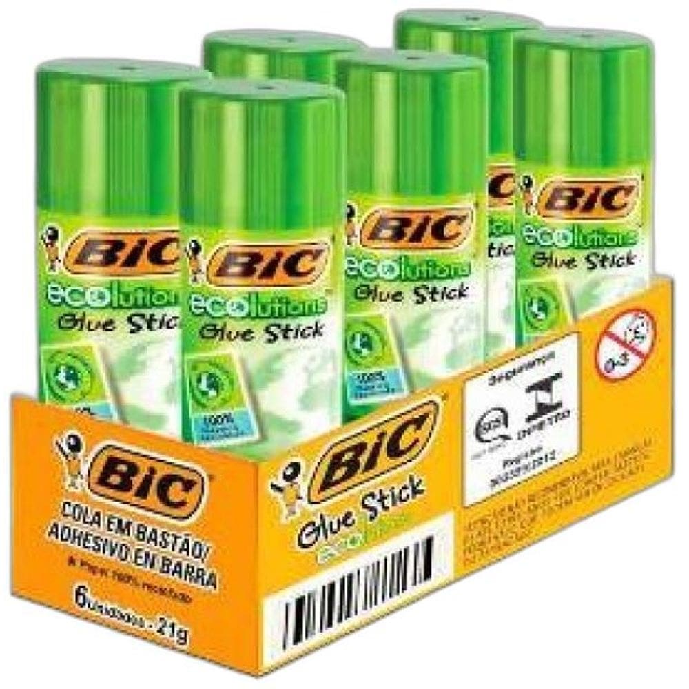 Kit Cola Bastão Bic Stick Eco 8g com 6
