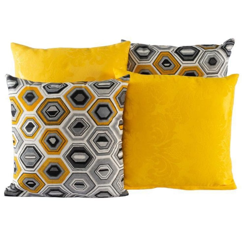 Kit 4 Almofadas Jacquard Decorativas 40X40 Amarelo - 002