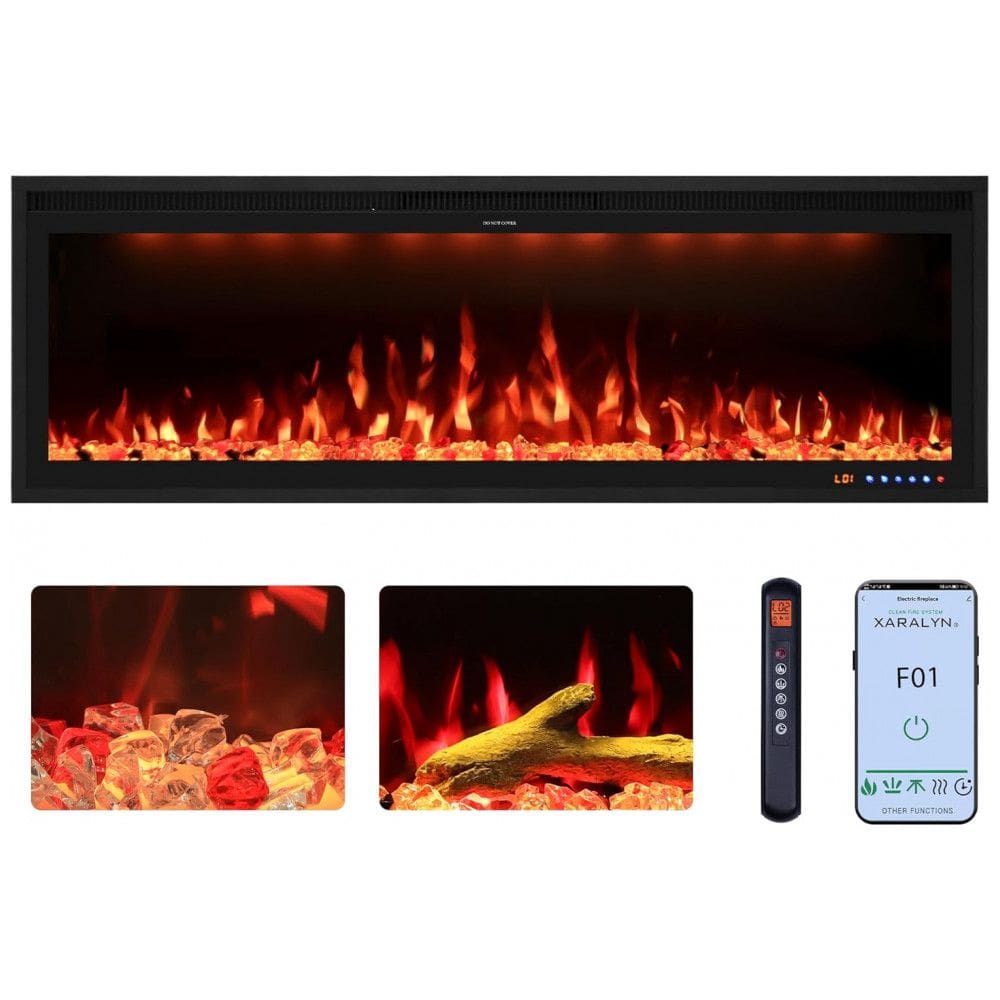 Lareira Elétrica Valuxhome 127 cm Ultra Fina, Embutida e para Montagem na Parede, Moldura Ultracompacta e Tela Ampliada com 13 Cores de