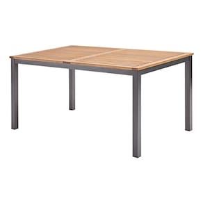 Mesa Retangular Jardim Varanda 74x89x150cm Aluminio Madeira