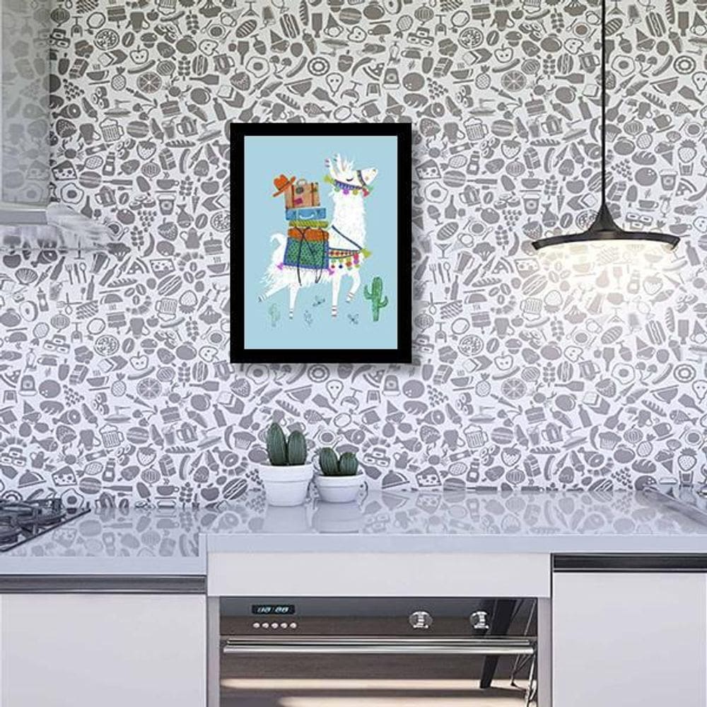 Quadro Decorativo Lhamas Com Malas 45X34Cm