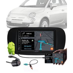 Multimídia 7" Polegadas Android Wi-fi Fiat 500 2007 a 2019 + Câmera de Ré