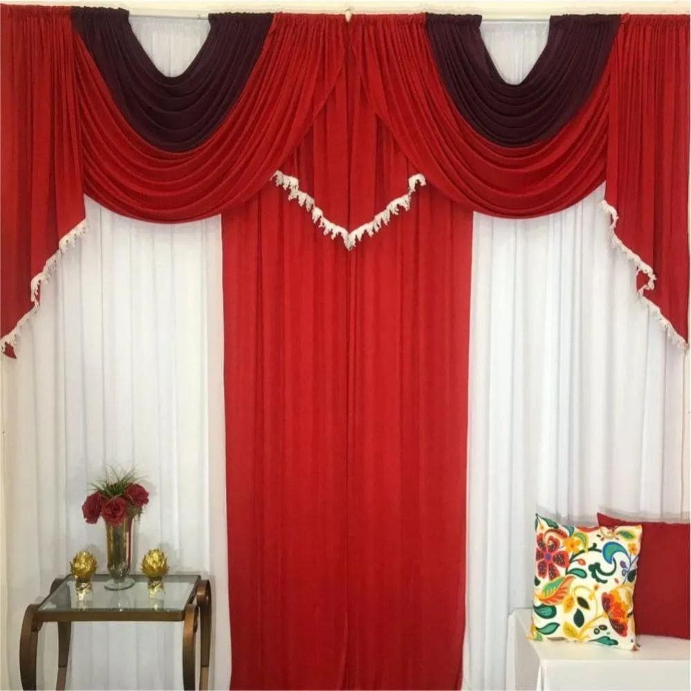 Cortina Niagara Varão Em Malha 3,00X2,60M Sala Vermelha