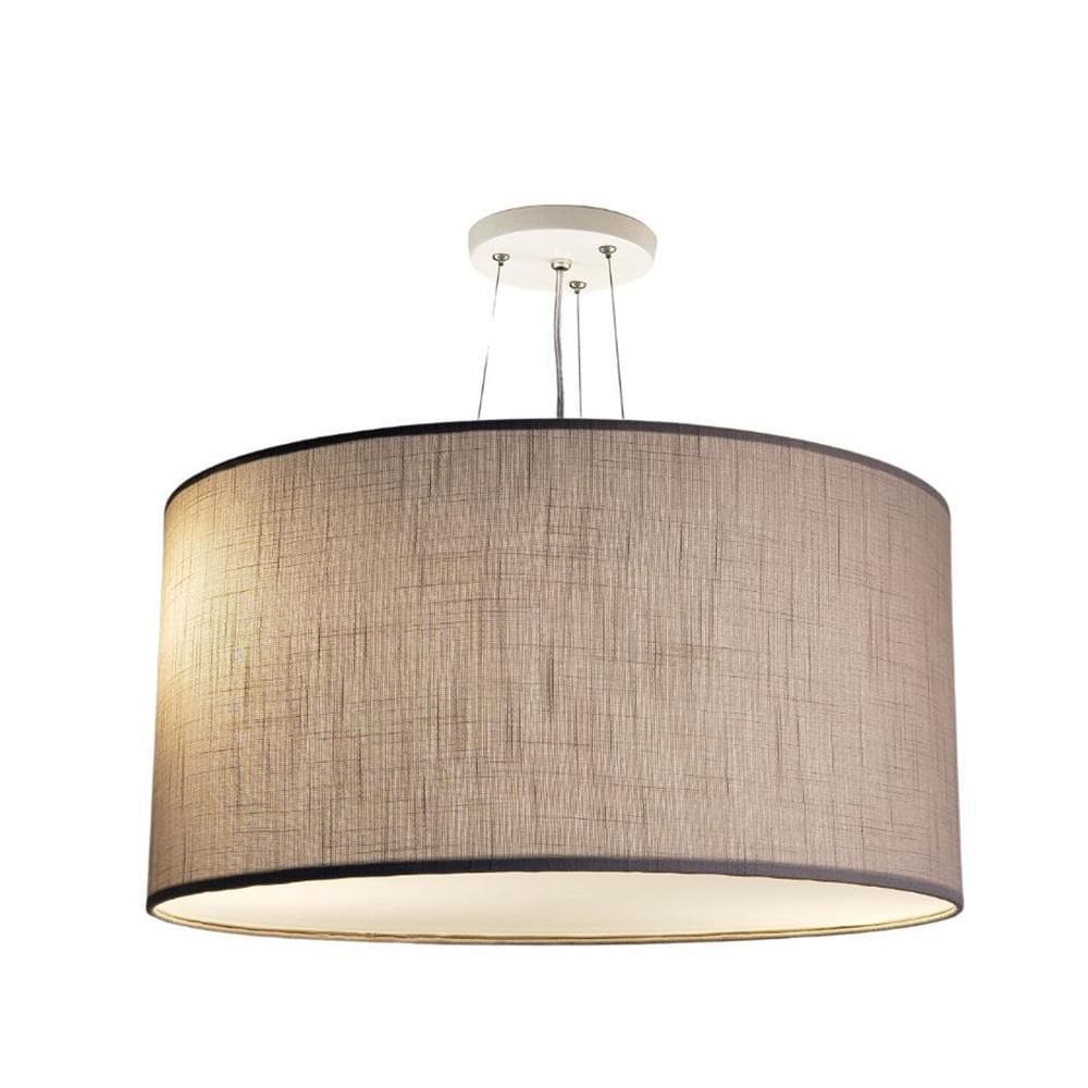 Luminária De Teto Pendente Cilíndrico Tecido Linho 60X25Cm