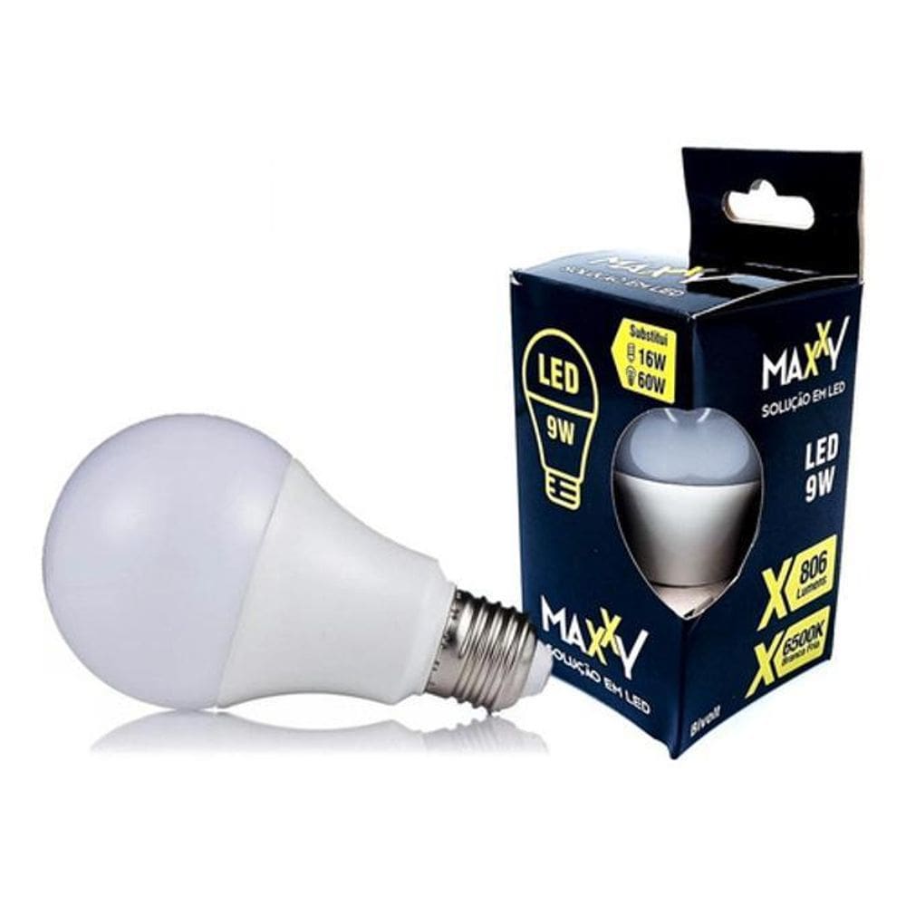 Kit 15 Lâmpadas Bulbo 9W Fria E27 - Branco 6500K - 1600lm