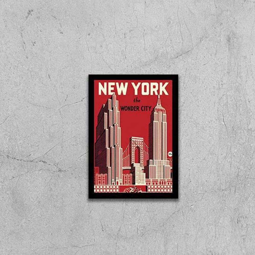 Quadro Cartaz Vintage New York 24X18Cm
