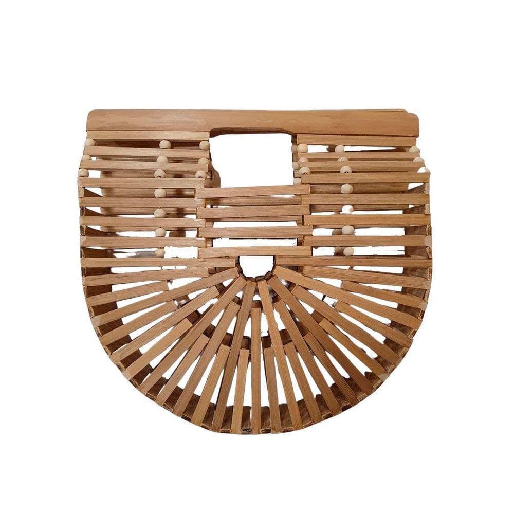 Bolsa De Bambu Com Alça De Mão 31Cm