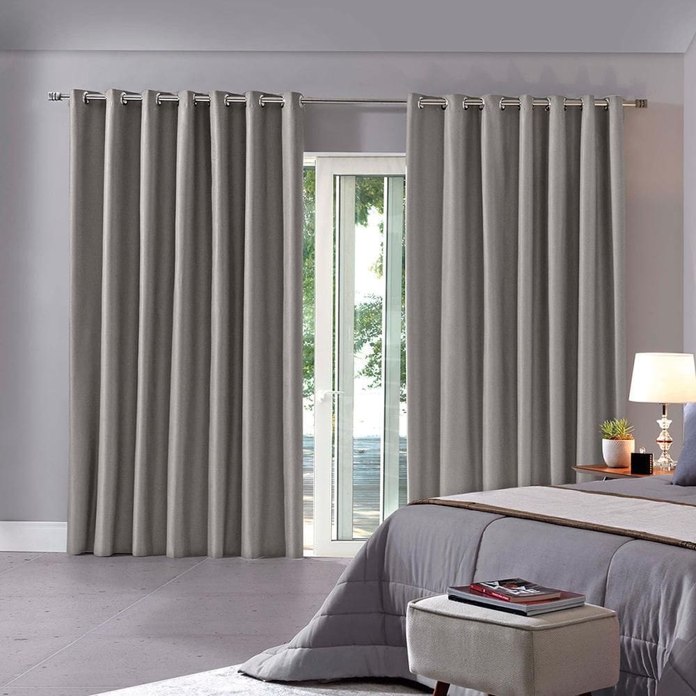 Cortina Corta Luz Tecido Milão 4,20X2,50M Cinza Bella Janela