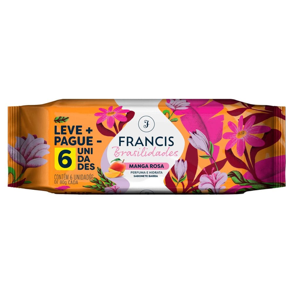 Sabonete em Barra Francis Brasilidades Manga Rosa com 6 Unidades 80g cada