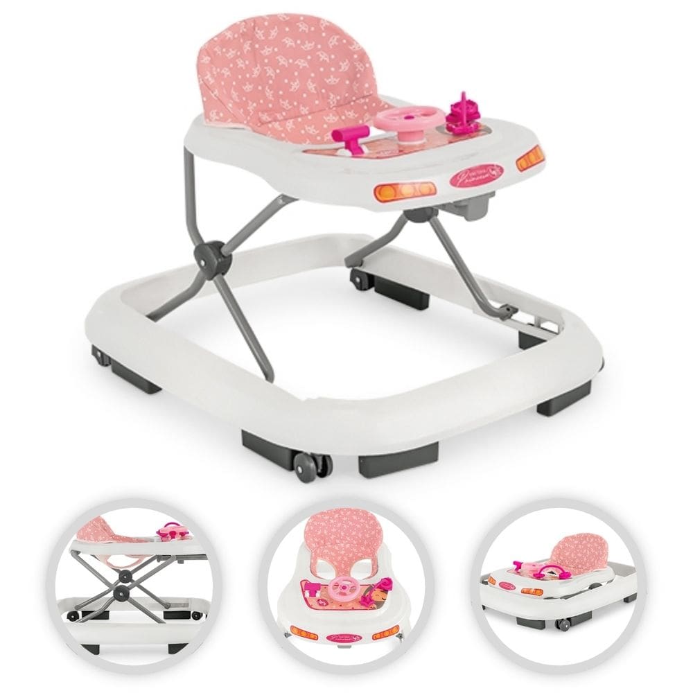 Andandor de bebê Rosa Princesa Coroa Tutti Baby com brinquedinhos