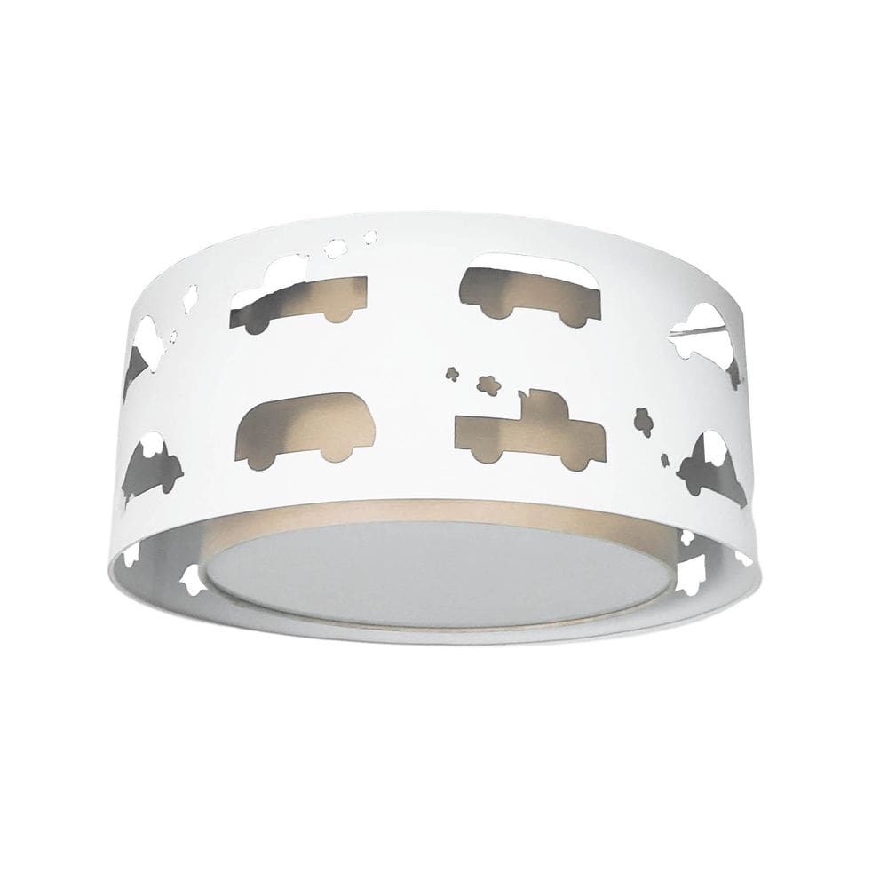 Luminária Infantil Plafon Carrinhos Cáqui 40X16