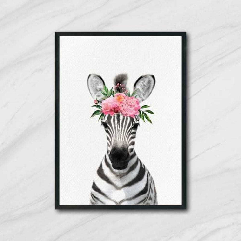 Quadro Zebrinha Coroa De Flores 24X18Cm