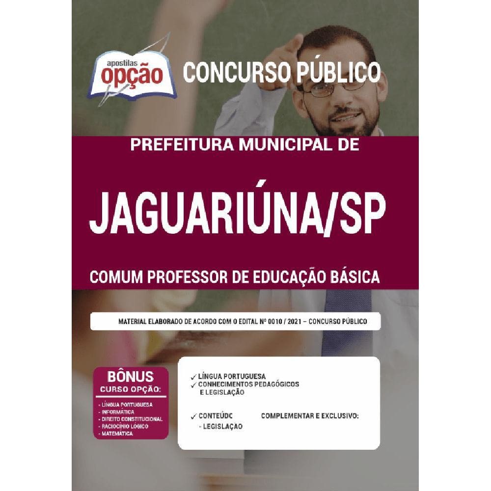 Apostila Jaguariúna Sp - Comum Professor De Educação Básica