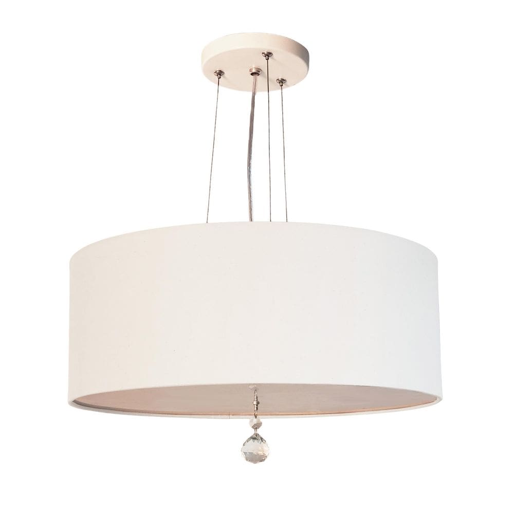 Lustre Pendente Com Cristal Cúpula Branca 50X15 3E27