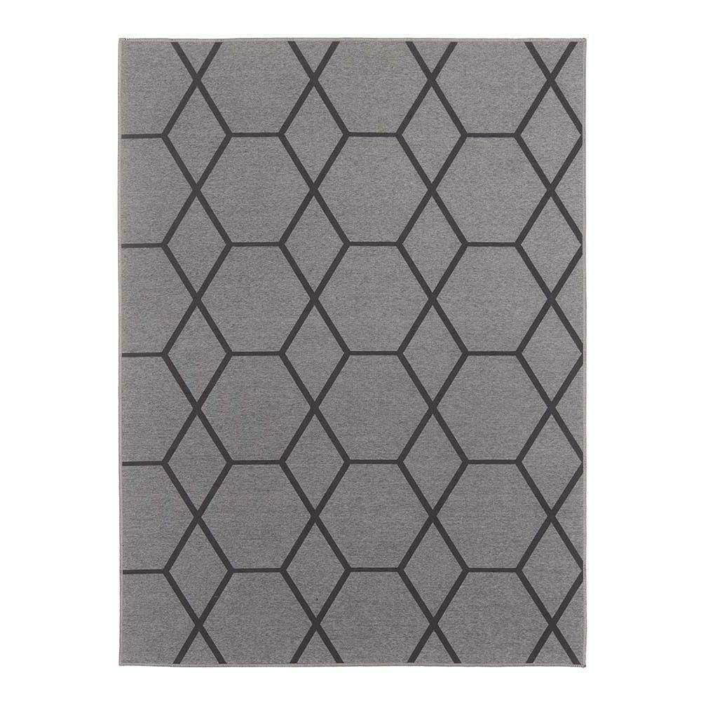 Tapete Para Sala Funcional Hexagonal 52 Grafite 1,50x2,00m