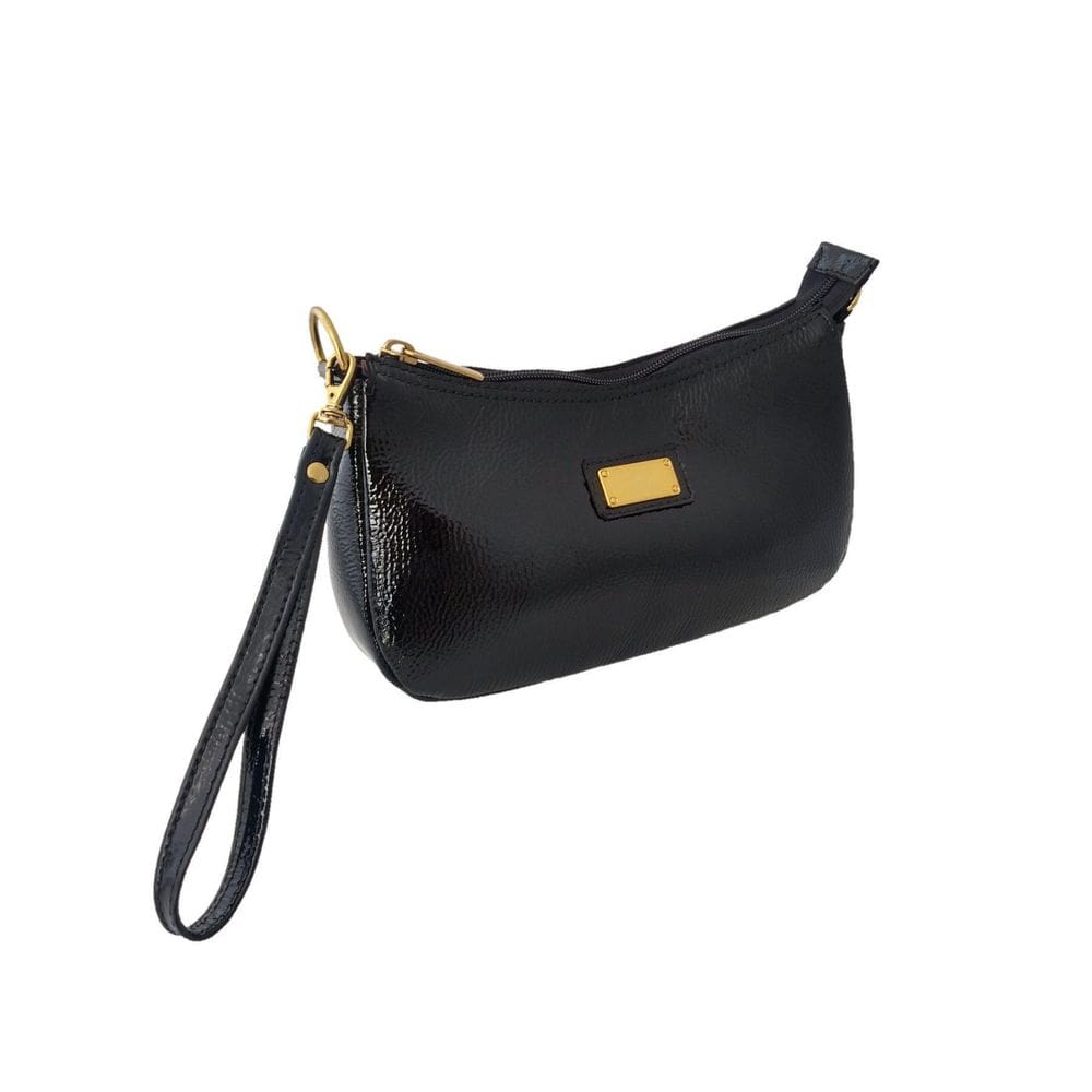 Bolsa Carteira Clutch Topgrife Verniz Couro Preto
