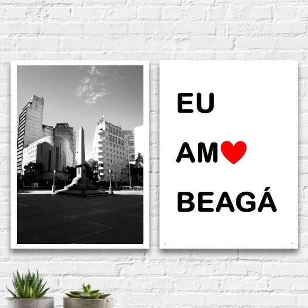 Kit 2 Quadros Eu Amo Bh 33X24Cm - Com Vidro