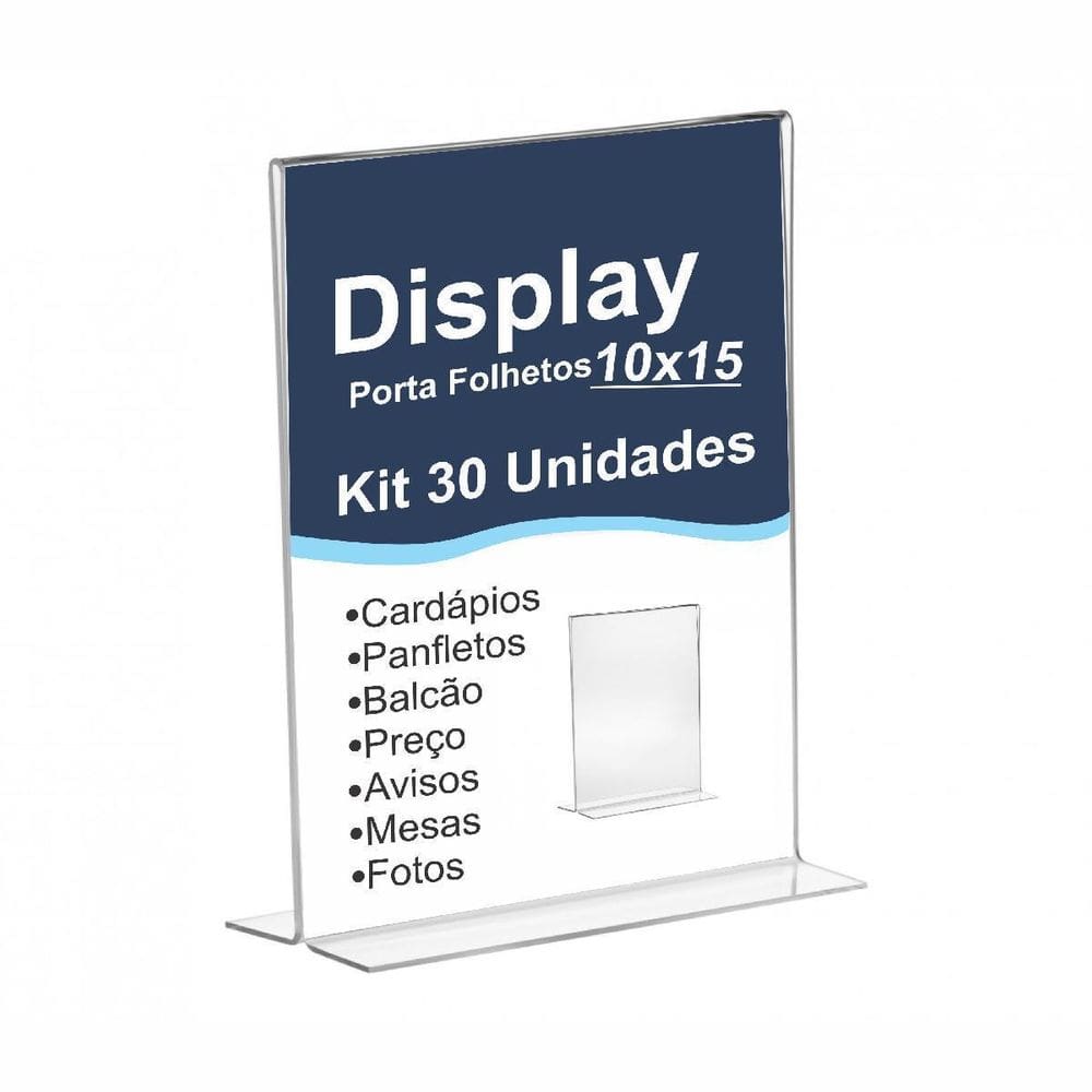 Quadro De Aviso Display Mesa Porta Folha 10X15 - 30 Und