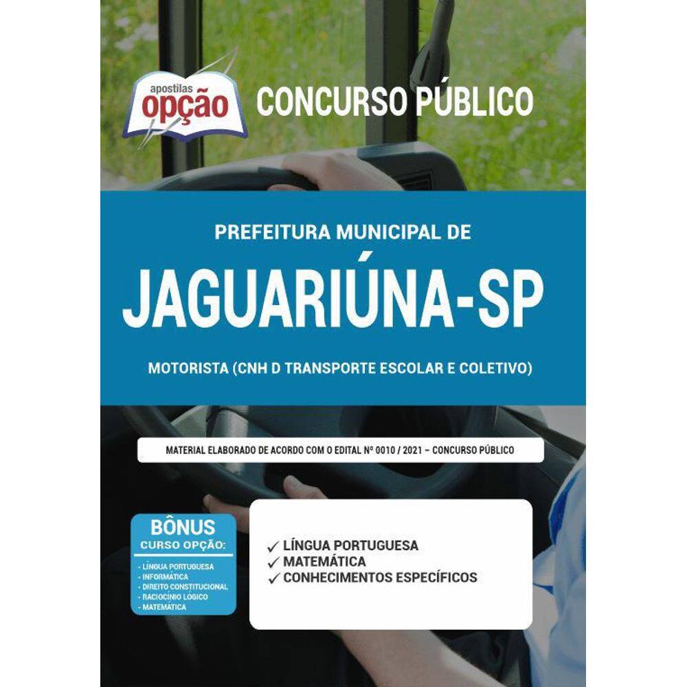 Apostila Jaguariúna Sp - Motorista Cnh D Transporte Escolar
